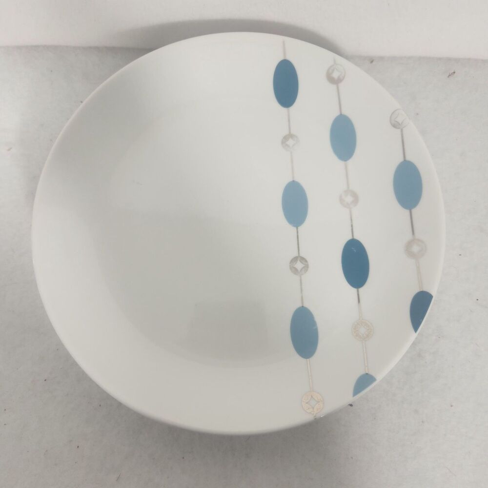 Set of 4 PIER 1 BLUE BEADED GARLAND 7.5" SALAD / APPETIZER / DESERT PLATES